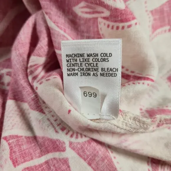 Rachel Zoe Womens Linen Blend Top Size Large Pink Preppy Resort Coquette - Picture 7 of 7